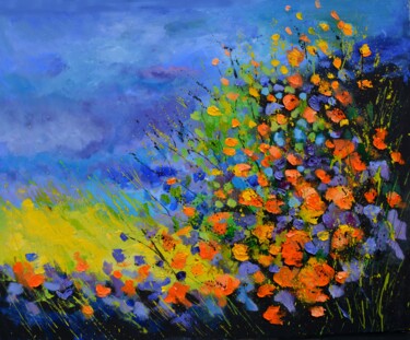 Malerei mit dem Titel "Floral landscape" von Pol Ledent, Original-Kunstwerk, Öl Auf Keilrahmen aus Holz montiert