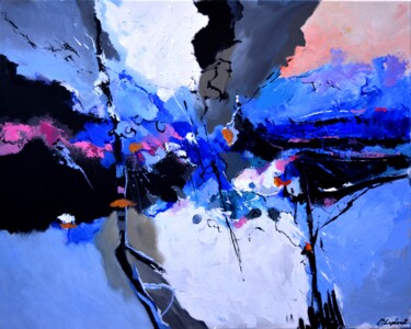 Painting titled "Blue stream" by Pol Ledent, Original Artwork, Oil Mounted on Wood Stretcher frame