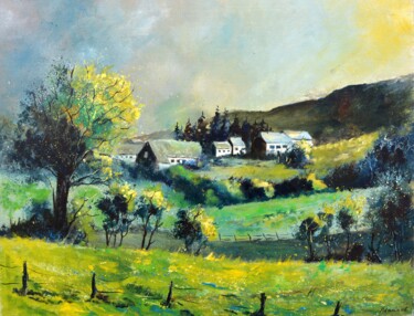 Malerei mit dem Titel "Spring in my countr…" von Pol Ledent, Original-Kunstwerk, Öl Auf Keilrahmen aus Holz montiert