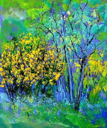 Peinture intitulée "Yellow brooms 56" par Pol Ledent, Œuvre d'art originale, Huile Monté sur Châssis en bois