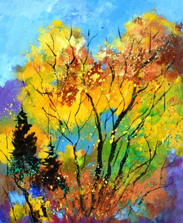 Ζωγραφική με τίτλο "Autumnal colours 45…" από Pol Ledent, Αυθεντικά έργα τέχνης, Λάδι Τοποθετήθηκε στο Ξύλινο φορείο σκελετό
