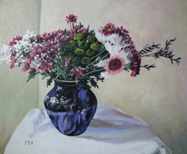 Painting titled "Blue Vase." by Pola.B.Alex, Original Artwork, Oil