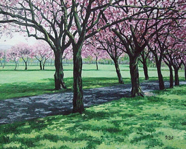 Peinture intitulée "Cherry blossom. The…" par Pola.B.Alex, Œuvre d'art originale, Huile