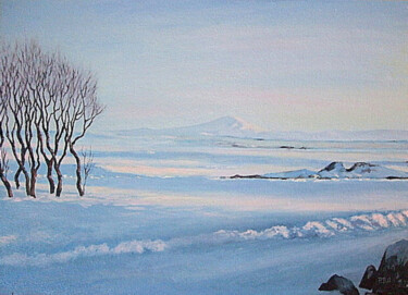 Painting titled "Hekla on a crispy m…" by Pola.B.Alex, Original Artwork, Oil