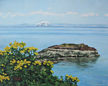 Painting titled "Bass Rock seen from…" by Pola.B.Alex, Original Artwork, Oil