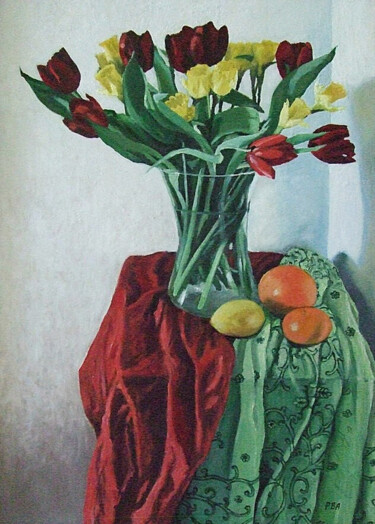 Painting titled "Spring flowers, fru…" by Pola.B.Alex, Original Artwork, Oil