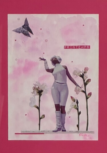 Collages intitolato "Printemps" da Pölette Coll’Art, Opera d'arte originale, Acrilico