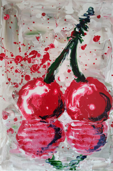 Painting titled "Cherry time" by Polie Polienko, Original Artwork, Acrylic