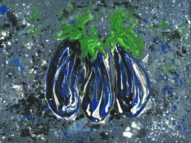 Painting titled "Eggplants Blues" by Polie Polienko, Original Artwork, Acrylic