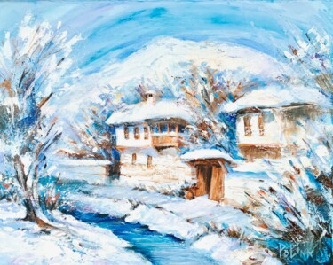 Painting titled "The light of winter" by Polina Gerdjikova (POLINA), Original Artwork, Acrylic Mounted on Wood Stretcher fra…