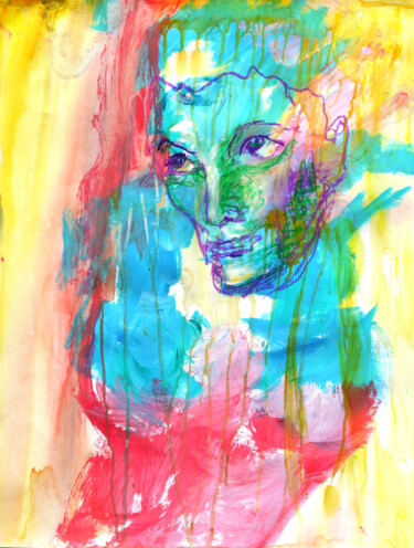 Pintura titulada "Female face appeari…" por Polina Givago, Obra de arte original, Acrílico