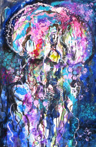 Pintura titulada "Jellyfish Queen" por Polina Givago, Obra de arte original, Acrílico