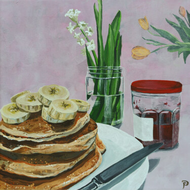 Pittura intitolato "Sunday breakfast" da Polina Guseva, Opera d'arte originale, Acrilico Montato su Telaio per barella in le…