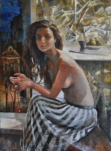 Painting titled "Нож" by Polina Kuznetsova, Original Artwork, Oil