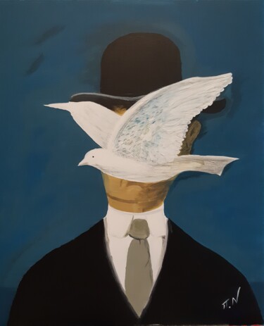 Painting titled "L'Homme au chapeau…" by Polina, Original Artwork, Acrylic