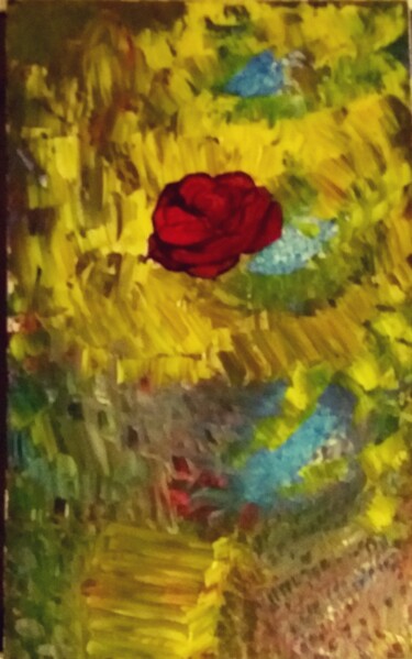 Ζωγραφική με τίτλο "La rose." από Polina, Αυθεντικά έργα τέχνης, Ακρυλικό