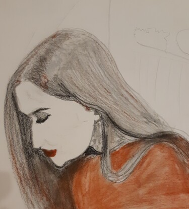 Painting titled "Chrisoula." by Polina, Original Artwork, Charcoal