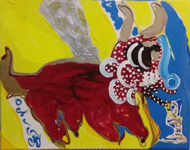 Schilderij getiteld "Petit taureau." door Polina, Origineel Kunstwerk, Acryl