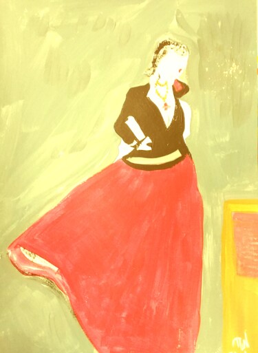 Schilderij getiteld "La dame." door Polina, Origineel Kunstwerk, Acryl