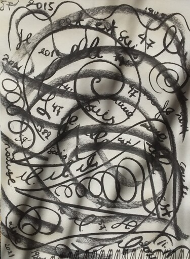 Painting titled "Je suis." by Polina, Original Artwork, Charcoal