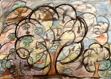 Pittura intitolato "L'arbre de la vie." da Polina, Opera d'arte originale, Carbone