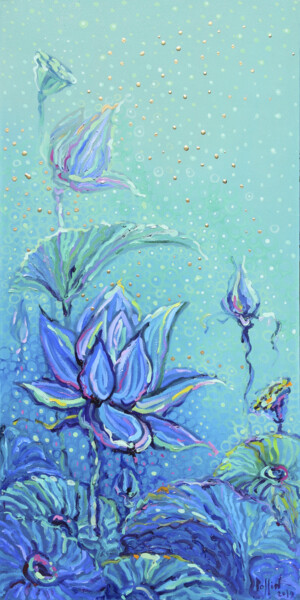 Peinture intitulée "lotus celeste" par Polina Ogiy, Œuvre d'art originale, Acrylique