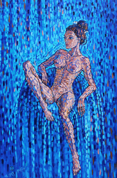 Painting titled "eva azzuro" by Polina Ogiy, Original Artwork, Oil