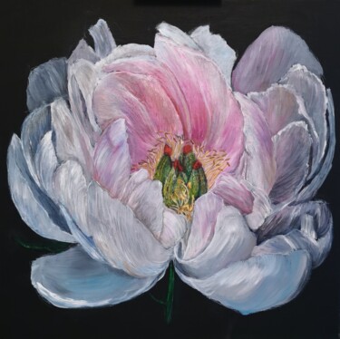 Painting titled "Heart of Peony" by Polina Olekhnovich, Original Artwork, Acrylic