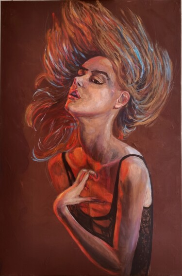 Painting titled "Burning Heart" by Polina Olekhnovich, Original Artwork, Acrylic