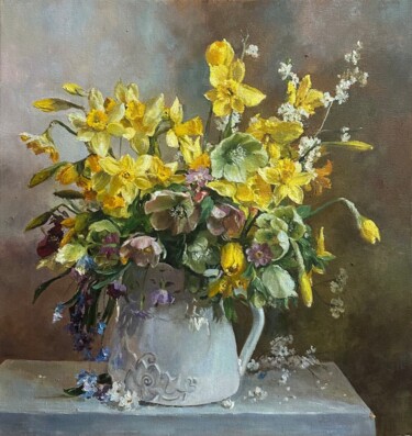 Картина под названием "Весенний букет/ Spr…" - Полина Середа, Подлинное произведение искусства, Масло