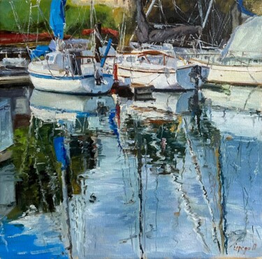 Картина под названием "Яхты/Yachts" - Полина Середа, Подлинное произведение искусства, Масло