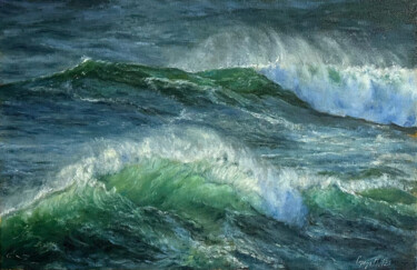 Painting titled "Волна/wave" by Polina Sereda, Original Artwork, Oil