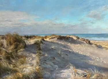 Картина под названием "Дюны у моря/ dunes…" - Полина Середа, Подлинное произведение искусства, Масло Установлен на Деревянна…