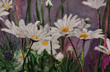 Картина под названием "Ромашки" - Полина Щукина, Подлинное произведение искусства, Акрил