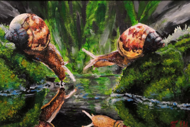 Картина под названием "Две улитки" - Полина Щукина, Подлинное произведение искусства, Акрил