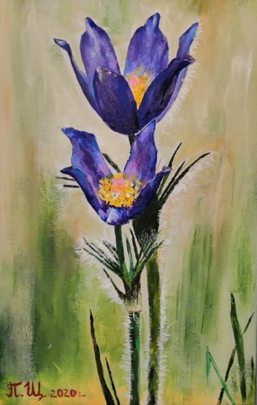 Картина под названием "Wild flower" - Полина Щукина, Подлинное произведение искусства, Акрил