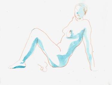 Drawing titled "Nude#2" by Polina Shibanova, Original Artwork, Watercolor