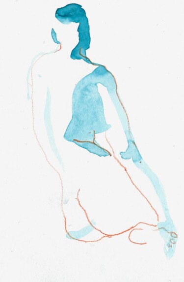 Desenho intitulada "Nude#4" por Polina Shibanova, Obras de arte originais, Aquarela