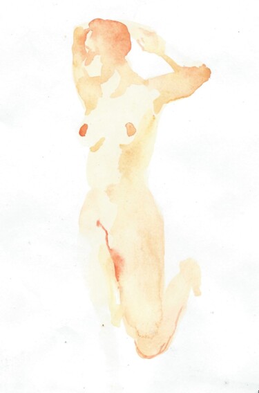 Drawing titled "Nude#5" by Polina Shibanova, Original Artwork, Watercolor