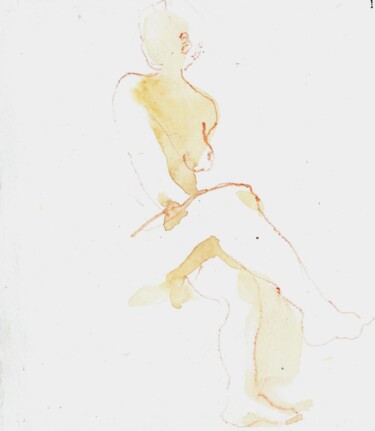 Disegno intitolato "Nude#7" da Polina Shibanova, Opera d'arte originale, Acquarello