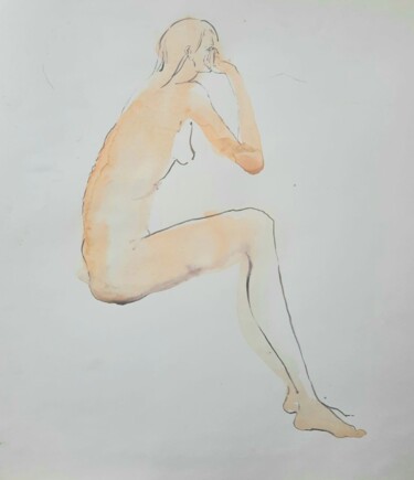 Dessin intitulée "Aksinia nude 2" par Polina Shibanova, Œuvre d'art originale, Aquarelle