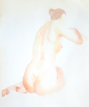 Рисунок под названием "Nude 2022 #2" - Polina Shibanova, Подлинное произведение искусства, Акварель