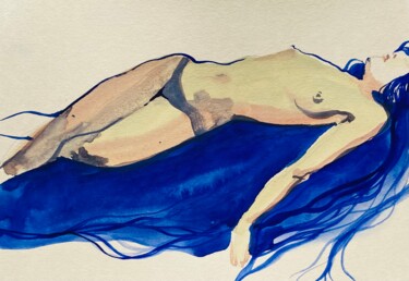 Рисунок под названием "Mermaid beauty" - Polina Shibanova, Подлинное произведение искусства, Акварель
