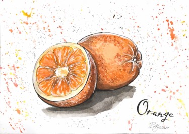 Drawing titled "Апельсин" by Polina Biletska, Original Artwork, Watercolor