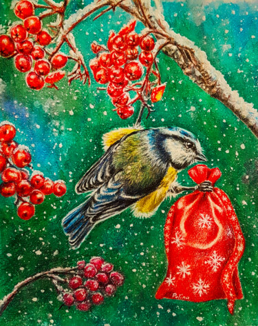 Dessin intitulée "Gift Giving" par Polina Turgunova, Œuvre d'art originale, Crayon