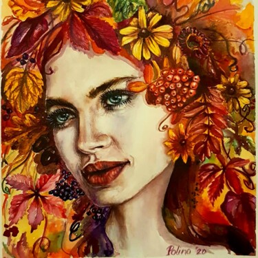 Painting titled "Autumn" by Polina Turgunova, Original Artwork, Watercolor
