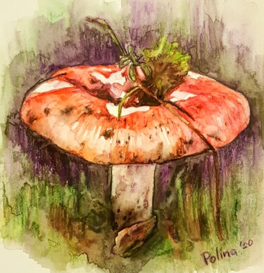 Painting titled "Forest Mushroom" by Polina Turgunova, Original Artwork, Watercolor