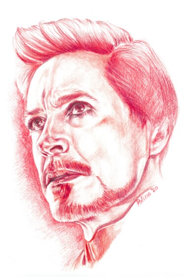 Drawing titled "Tony Stark" by Polina Turgunova, Original Artwork, Pencil