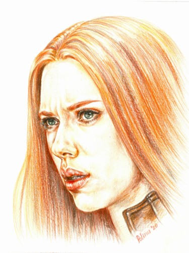 Drawing titled "Natasha Romanoff" by Polina Turgunova, Original Artwork, Pencil