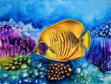 Malerei mit dem Titel "Under the Sea" von Polina Turgunova, Original-Kunstwerk, Aquarell